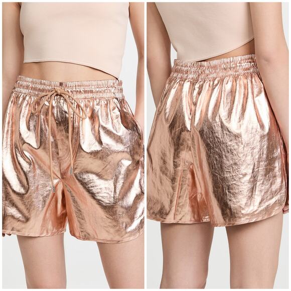 A.L.C. Pants - ALC Metallic Rose Gold Ryder Metallic Foil Coated Linen Shorts Women's XS NWT